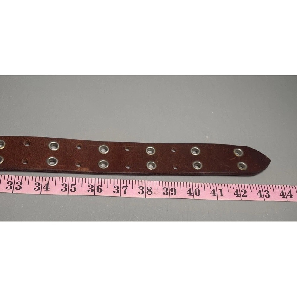 Aeropostale Studded Brown Leather Double Prong 9916 Belt Size L - Picture 11 of 13